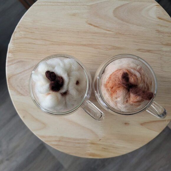 Handmade Coffee Macchiato Hot Cocoa Felted Wool - Picture 3 of 7